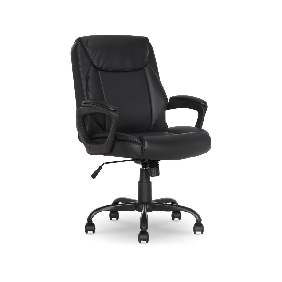 PU Leather Mid-Back Office Chair with Armrests