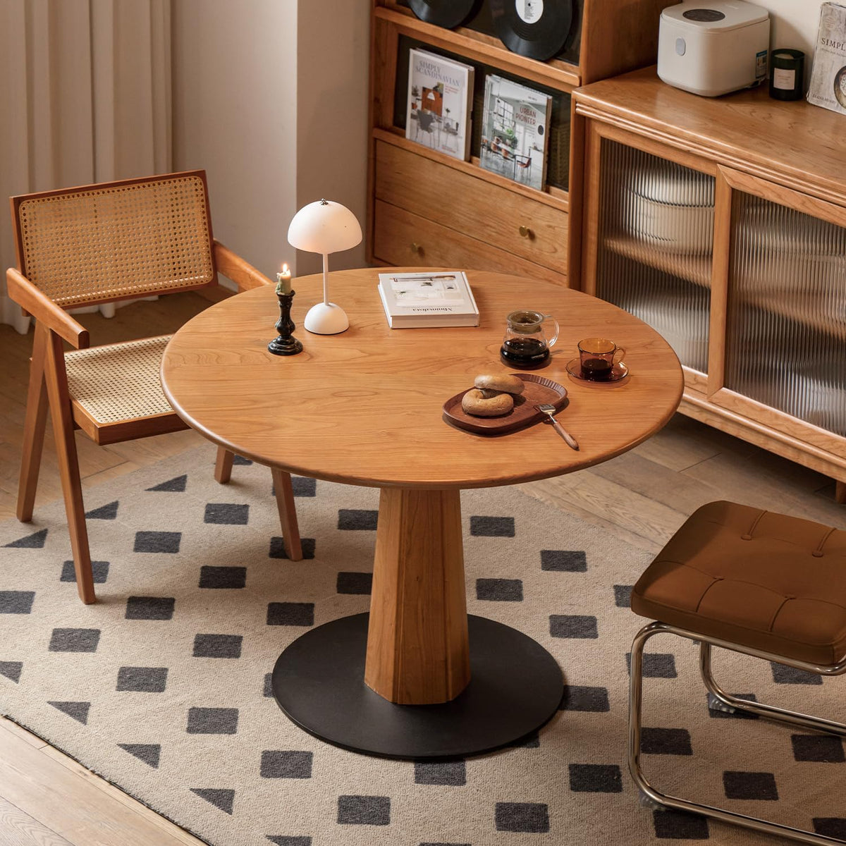 Solid Wood Round Walnut Dining Table