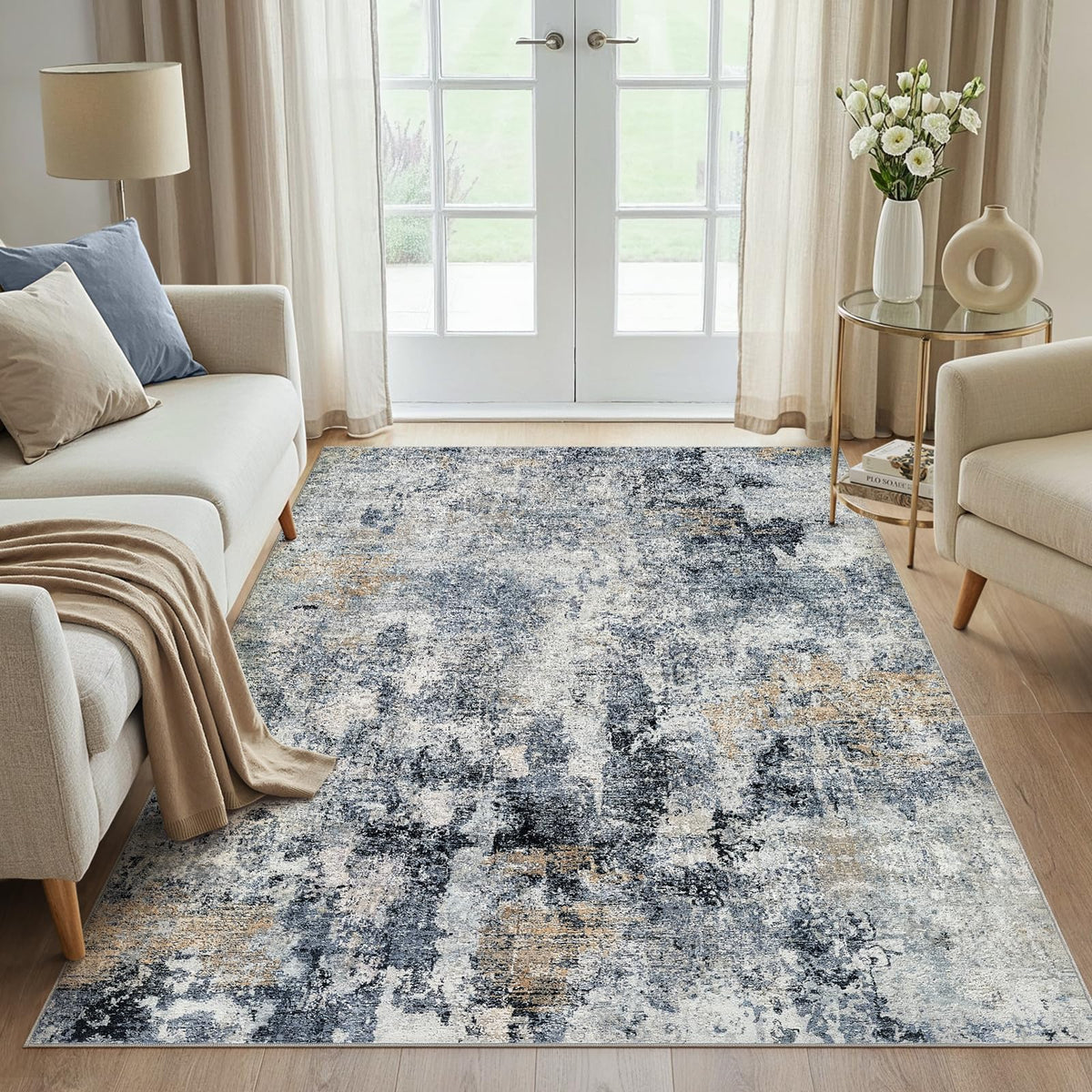 Washable Modern Abstract Area Rug